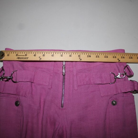 Gianni Versace Couture Sz 38 x 34 Purple Silver Hardware Unlined Linen Mod Pant - Picture 16 of 16